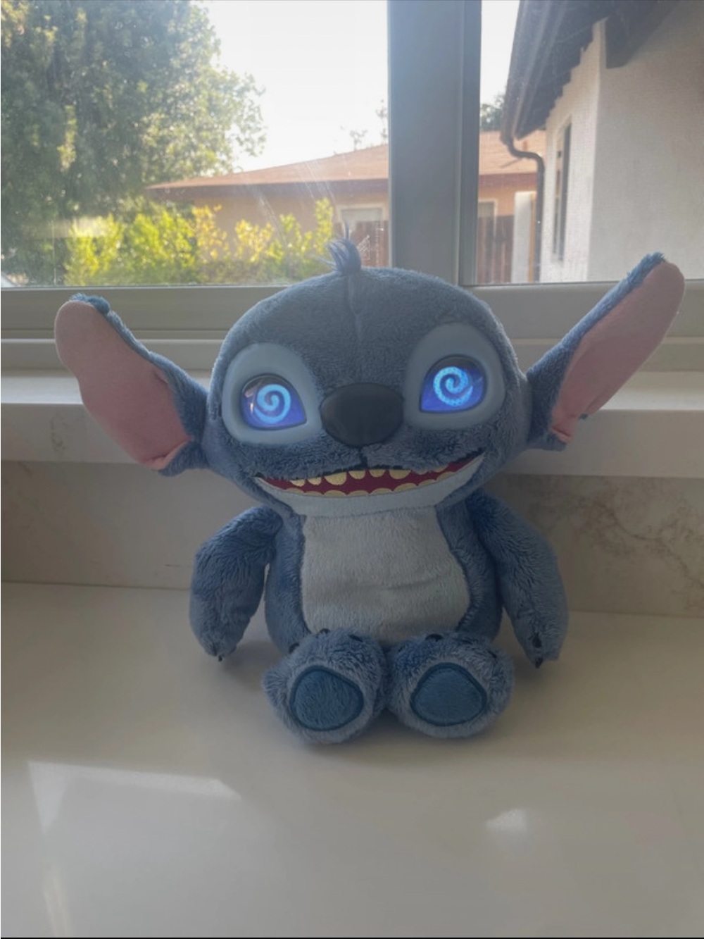 Disney Blue Stitch Plush with Light-Up Spiral Eyes